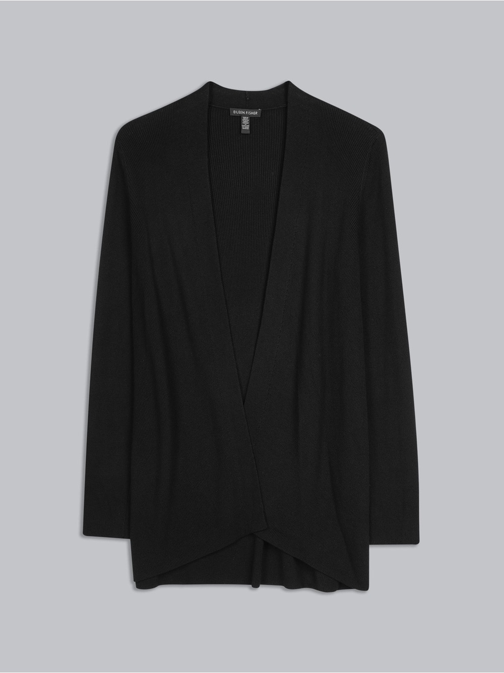 Eileen Fisher Black Open Front Cardigan 100% Tencel Lightweight Knit Size Small